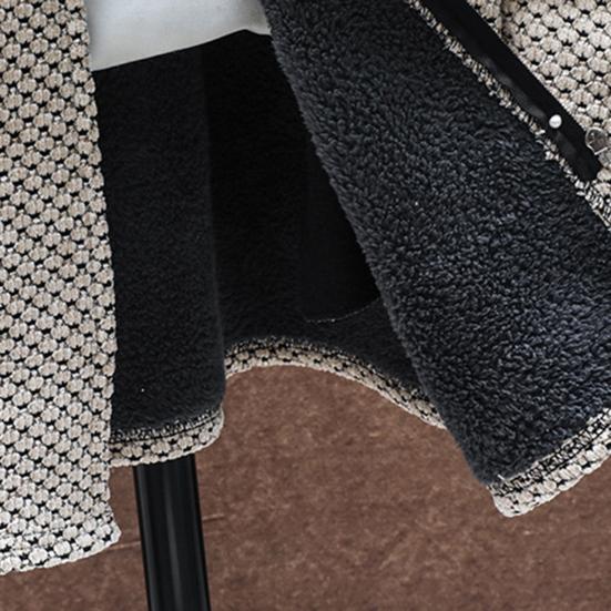 Suéter con capucha Otoño Invierno Espesar Manga Larga Cordón Forro de Felpa Longitud Media Chaqueta de Punto Ropa de Calle