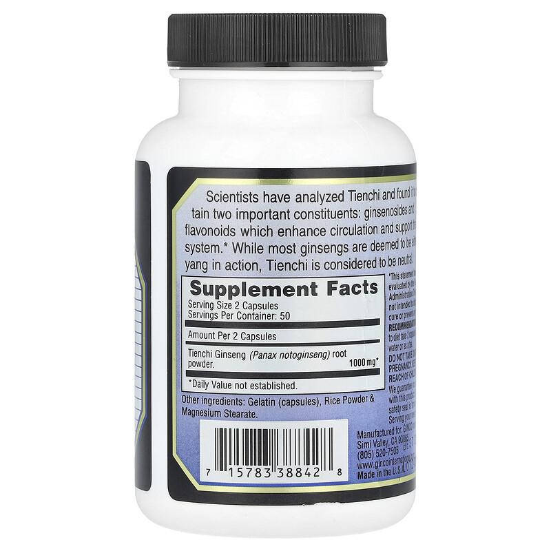 Tienchi Ginseng, 100 Capsules (500 mg per Capsule)
