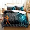 Set Biancheria da Letto Stampa 3D Alan Becker Morbido Copripiumino con 1/2 Federe per Bambini Adulti Coperta Trapuntata in Microfibra