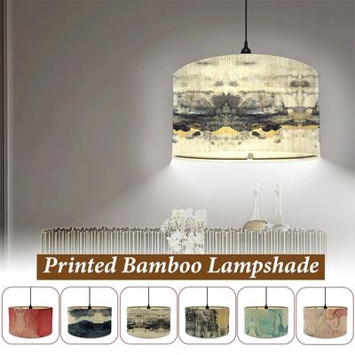 Abat-jour Style Européen Motif Marbre Café Maison Décoration Maison d'Hôtes Bambou Art Lustre Couvercle de Lumière Abat-jour Lampe Murale E27