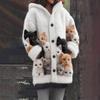 3D-Katzenaufdruck Kapuzenpullover Strickjacke Lässige Jacke Damen
