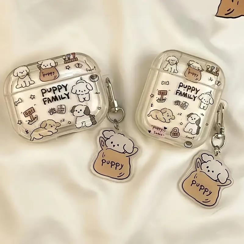 Transparent Letter Puppy Suitable for AirPods 1/1st Generation Protective Case Apple Pro/1 Wireless Bluetooth Headset Cover