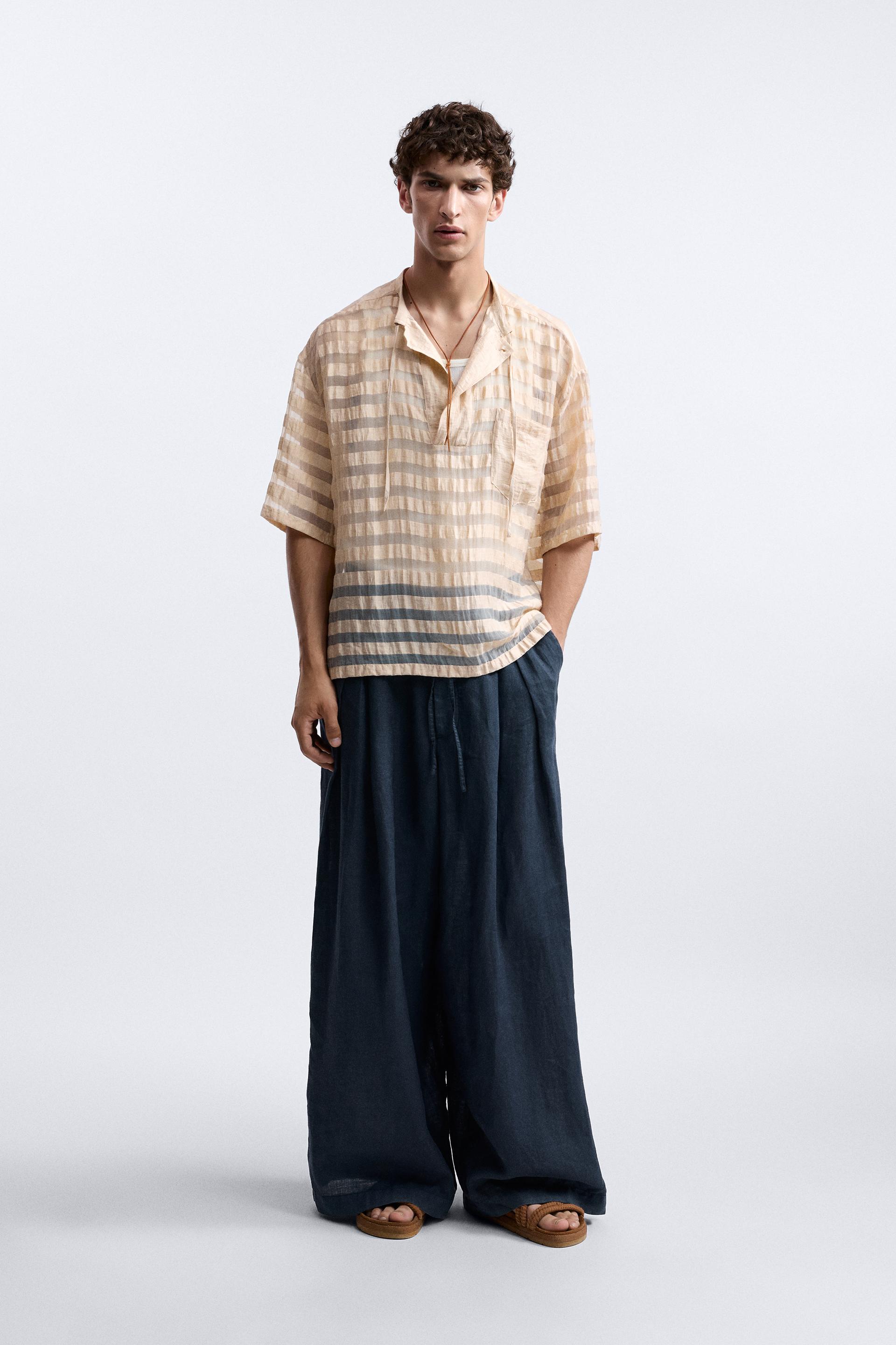 

РУБАШКА ИЗ ЖАККАРДА В ПОЛОСКУ, ОГРАНИЧЕННАЯ ВЫПУСК