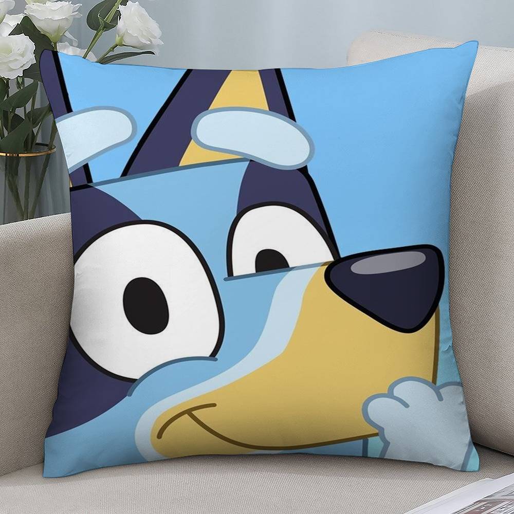 Cute Cartoon B-BlueyES Pillow Case Short Plush Double-sided Print Square Throw Pillow Covers Sofa Home Cushion Decor
