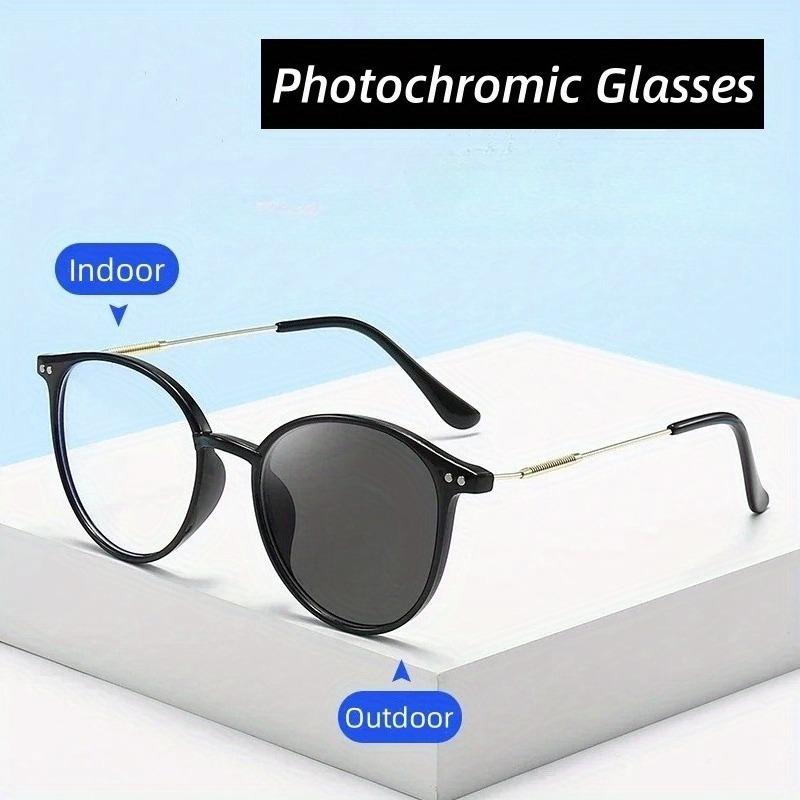 1PCS Color Changing Glasses Ultra Light Round Frame Unisex Optical Glasses for Driving Computer Daily Use High-definition