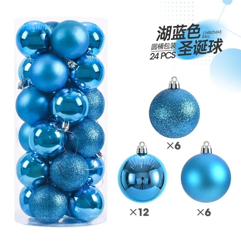 24Pcs/Box Glitter Christmas Ball Decoration Xmas Tree Hanging Gifts DIY Wreath New Year Navidad Home Wedding Decor Accessories