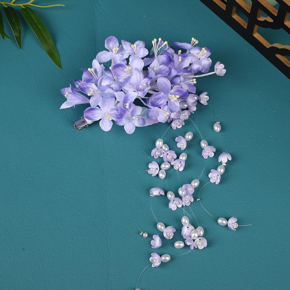 

Korean Style Headdress Convallaria Flowers Handmade Tassel Hairpin Vintage Wedding Dress Hair Accessories Mori Bridal Accessories Wedding Headwear фиолетовый
