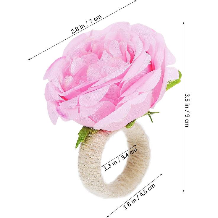 

Garneck 12 шт. Кольца для салфеток с искусственными цветами Розовые розы Держатель для салфеток Ручной работы Цветочные кольца для салфеток Свадебный держатель для салфеток Украшение стола для