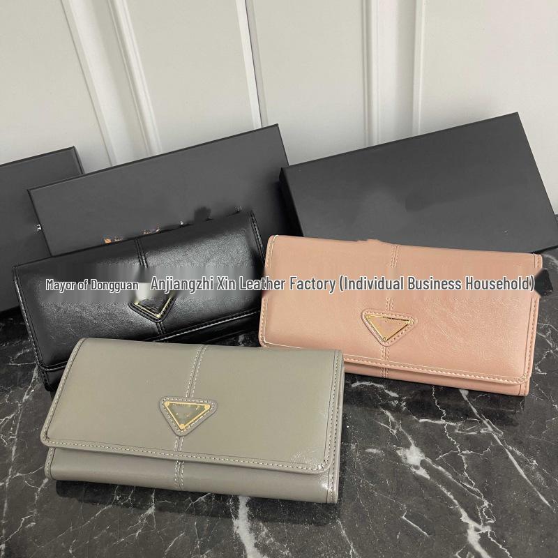 Prada 25 Unisex Läderkuvertväska: Stor kapacitet, Flerkortsplatser, Handväska Plånbok av Hög Kvalitet