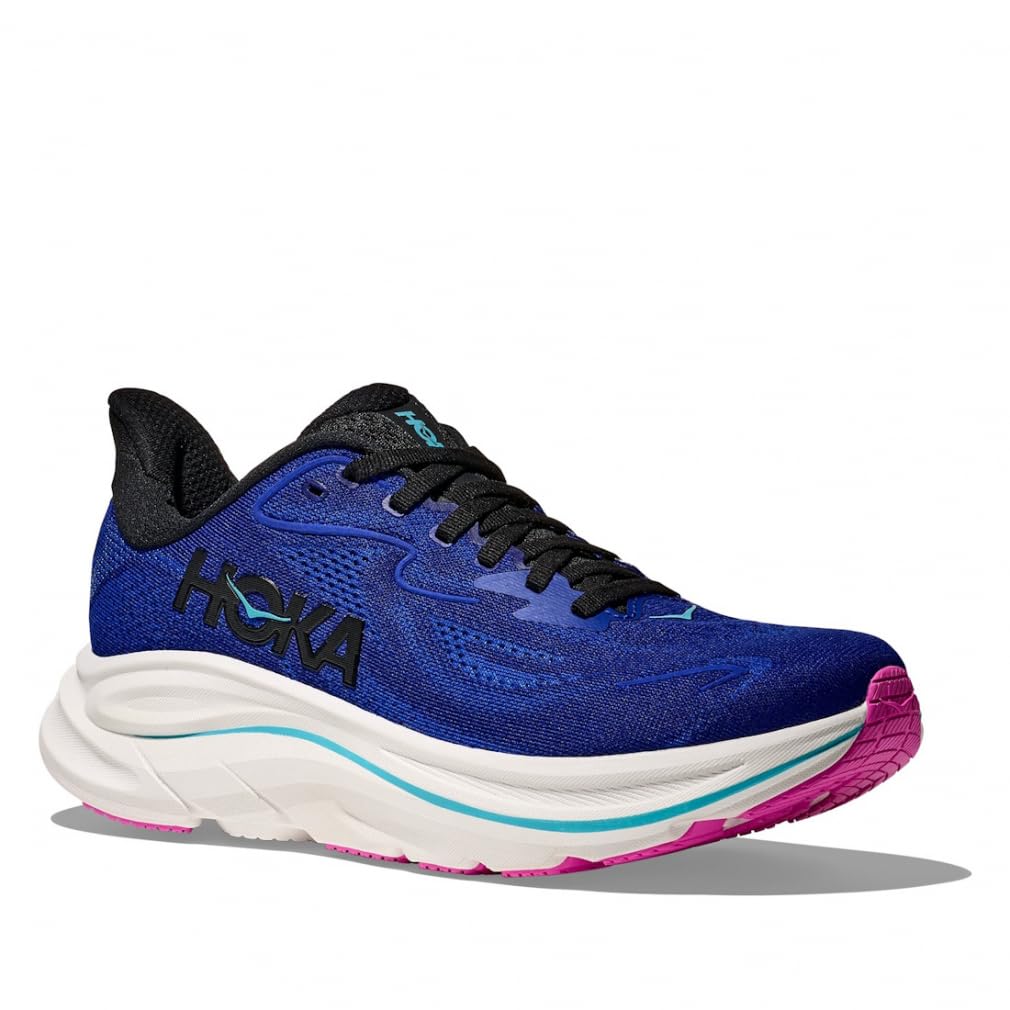 HOKA Clifton 10 Wide Running Size Cobalt Blue and Cerulean Blue Women's Shoes, 23.0,