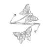 Schmetterling & Blume Metall Offener Armreif mit Eingesetzten Diamanten