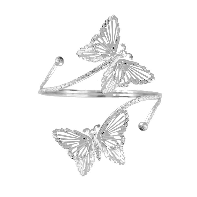 Schmetterling & Blume Metall Offener Armreif mit Eingesetzten Diamanten