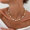 Gold Silver Color Bead Necklace Geometric Clavicle Chain Fashion Love Heart Choker  Girl