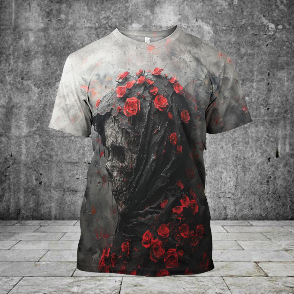 Men's T-shirt Skull 3D Printing T-shirts Casual Short Sleeve Tees Oversized Men Clothing Tops Hip Hop Clothes Size XXS-6XL