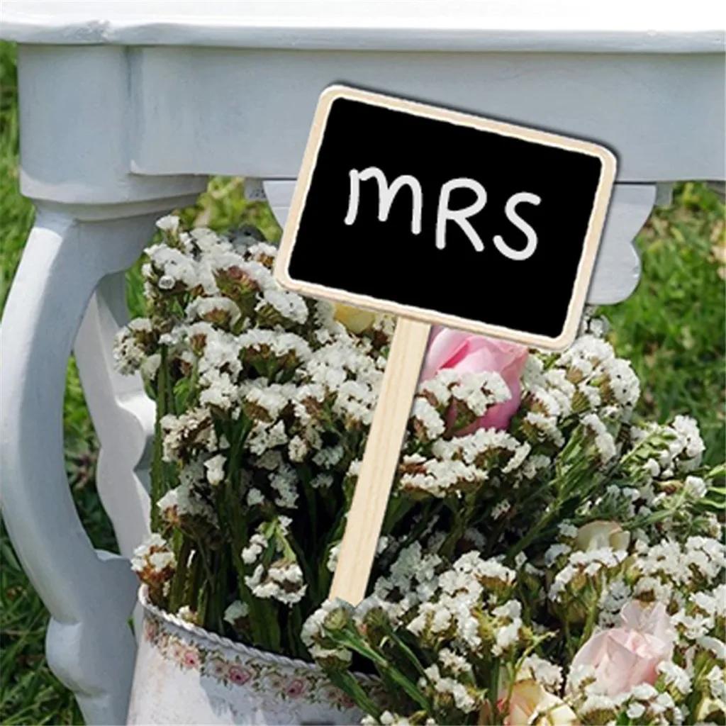 10PCS Blackboard Set DIY Christmas Floral Decoration Message Board Wooden Craft Home Decor Insert Card Writing Tool