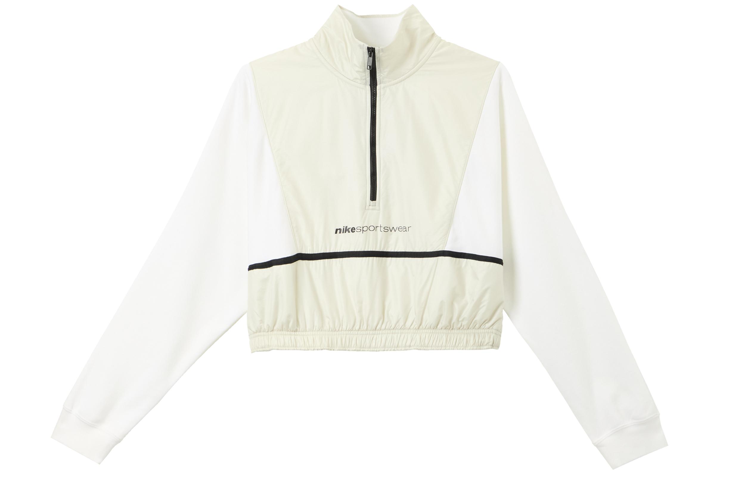Nike Sweatshirts Unisex White Stand Collar Moderate Regular CU6383-100 XL