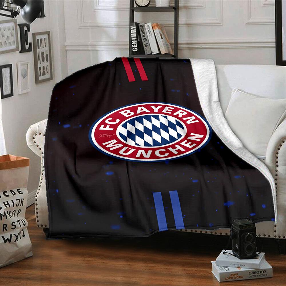 FC Bayern München Logo Decke Strapazierfähiger Komfort Perfekt für Bett Wohnzimmer Sofa Vier Jahreszeiten Universell Modern Bestes Weihnachtsgeschenk für Freunde Familie