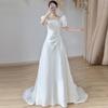French Travel Photography Light Wedding Dress 1011 New Bridal Temperament Slim Go Out Welcome Dress Simple Small Trailing Dress