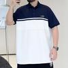 Color Blocking Large Size Sweat Soft High Quality Breathable Men's Loose Polo shirt--Resistant Wrinkle Casual Sports Short Sleeve Neck Shirt