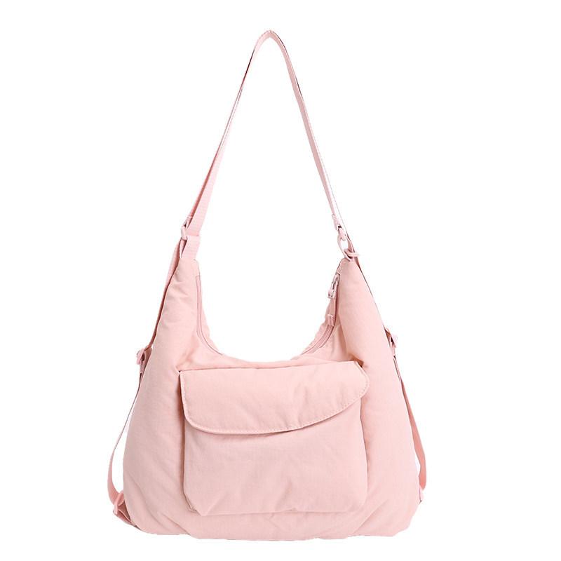 Schoolbag Solid color padded bag Women's messenger bag Simple versatile atmosphere Multifunctional lightweight backpack Backpack Tote bag