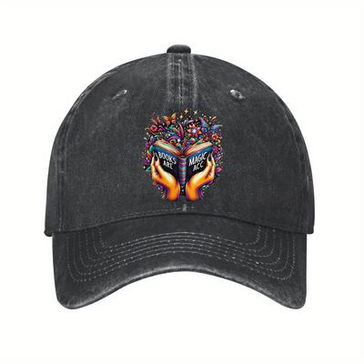 Books Are Magic Graphic Baseball Cap Unisex Washed Cotton Adjustable Dad Hat Casual