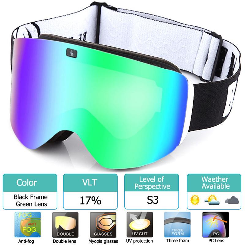 2023 New Double Layer Magnetic Ski Goggles Polarized Lens Skiing Anti-fog UV400 Snowboard Goggles Men Women Ski Glasses Eyewear
