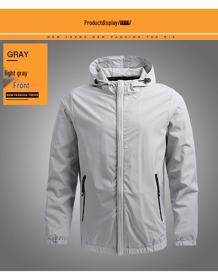 Giacca con Cappuccio da Uomo Taglie Forti Stile Coreano - Colore Unito, Manica Lunga, Collo a Revers, Nuovo Capospalla Primaverile