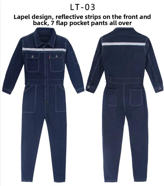 Custom-made Men's Flame Retardant CE Certified Welding Protective Clothing One-piece Denim Hooded Reflective Needle Detection