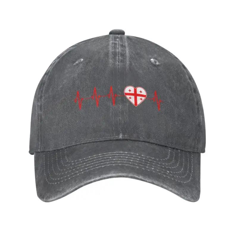 Cotton Georgian Heartbeat I Love Country Flag Georgia Heart Family Baseball Cap Sun Protection Women Georgia Flag Dad Hat Spring