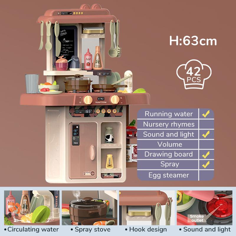 Infant Shining 93cm Kids Kitchen Toys Play House Kitchenware Set 65pcs Pretend Play Simulation Kitchen Children's Cooking Toys