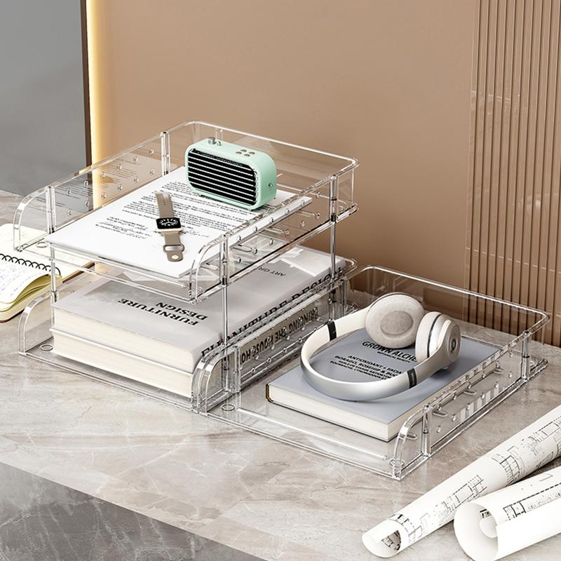 UFORU Transparent Desktop Organizer – Multi-Functional File Storage Rack for Stationery & Books
