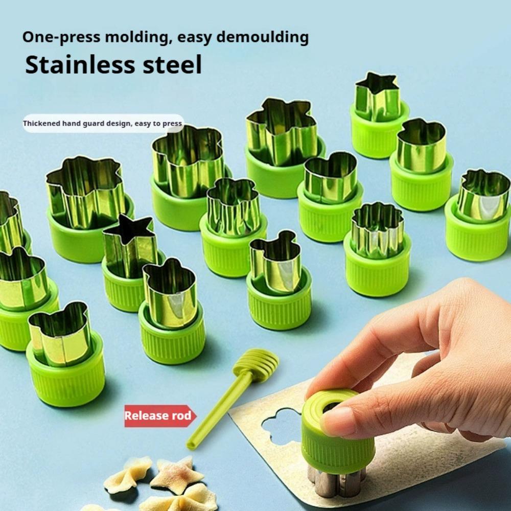 9PCS Stainless Vegetable Cookie Cutter Shapes Set Fruit and Cookie Stamps Mold for Kid Kitchen Toys DIY Baking Tools
