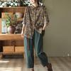 Vintage Retro Printed Cotton Linen Shirt Women's Casual Autumn Long Sleeve Blouse Floral Top Women