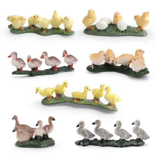 Simulation Poultry Model Realistic Chick Duck Goose Figurine Miniature Farm Animal Educational Toy Home Office Decoration Ornament