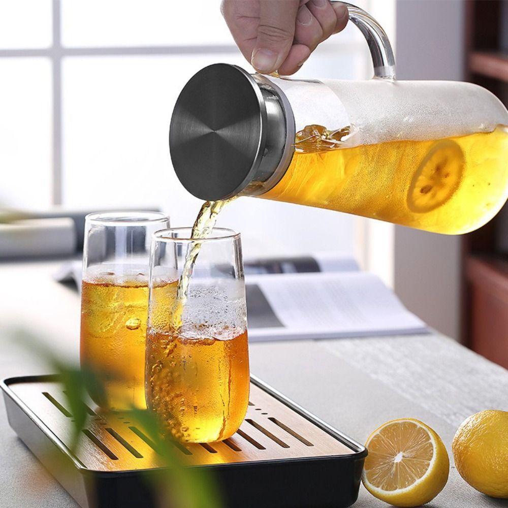 Transparent Heat Resistant Kettle 1.5L Tea Pitcher Minimalist Glass Water Pitcher  Household