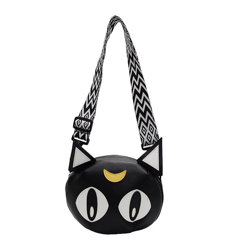 

Cute small bag 2025 new Japanese cartoon girl versatile shoulder bag casual wide shoulder strap crossbody small round bag чёрный