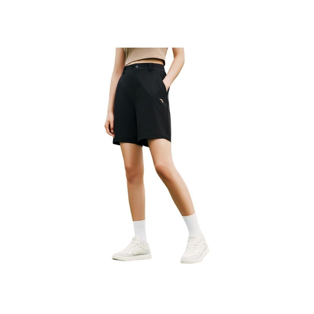 

Anta Comfortable Simple Versatile Loose Mid-Waist Solid Color Zipper Casual Shorts Women shorts Black 962527510-3 XS