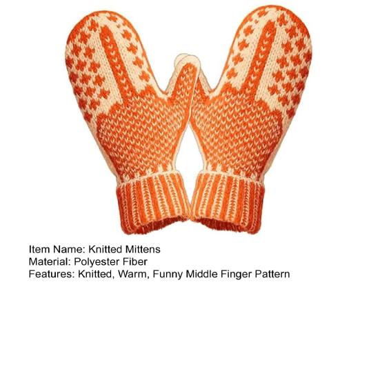 Funny Middle Finger Mittens Cheeky Flip The Bird Knitted Mittens Gloves with Hidden Warm Winter Knit