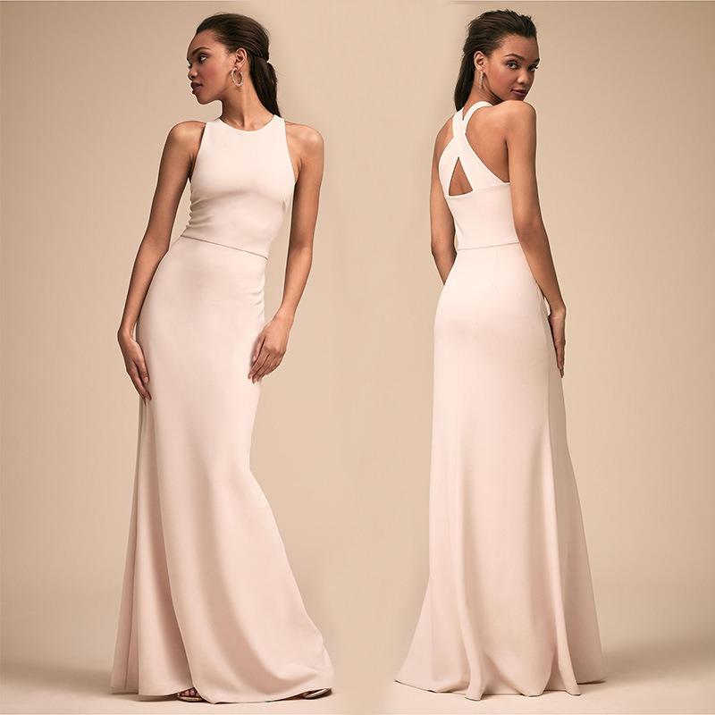 Spring sexy fashion women's halter strap cross evening dress