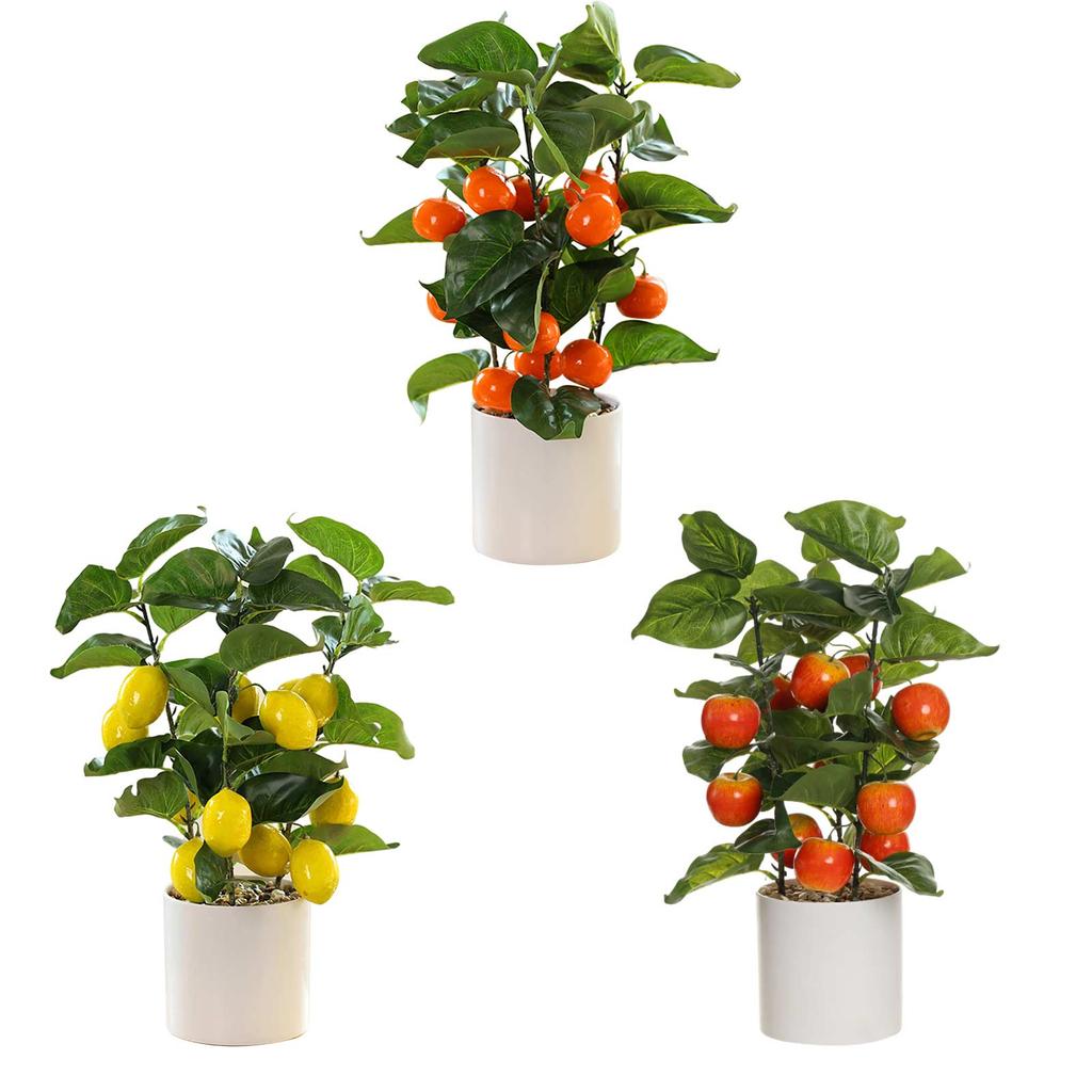 Kleiner künstlicher Obstbaum Dekor Künstlicher Topfbaum mit weißem Topf Topfpflanze Perfekt für die Küche