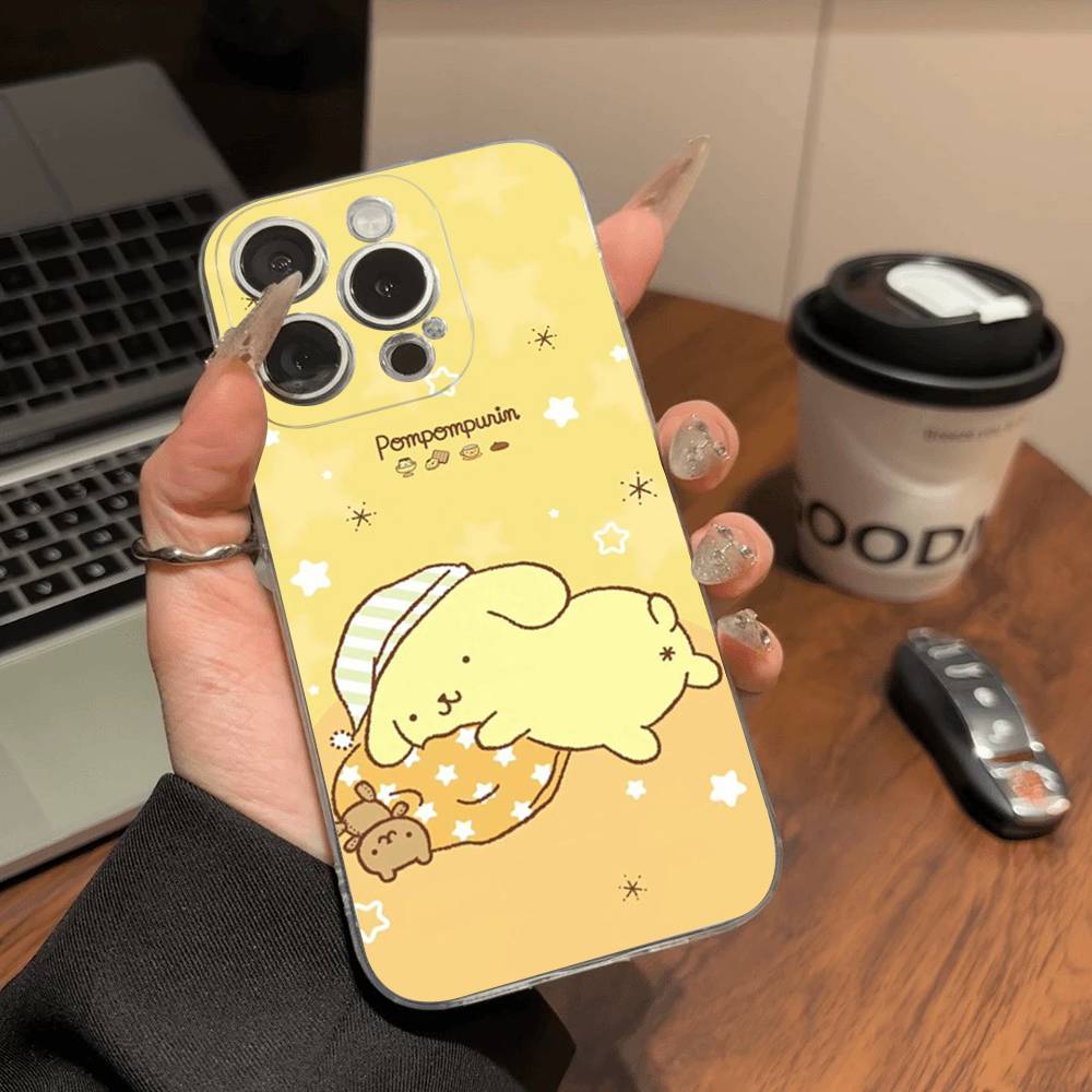 Cartoon P-Pompompurins Schattige Transparante Telefoonhoesje Voor IPhone 16 15 14 13 12 11 Pro Max Plus Zacht Hoesje