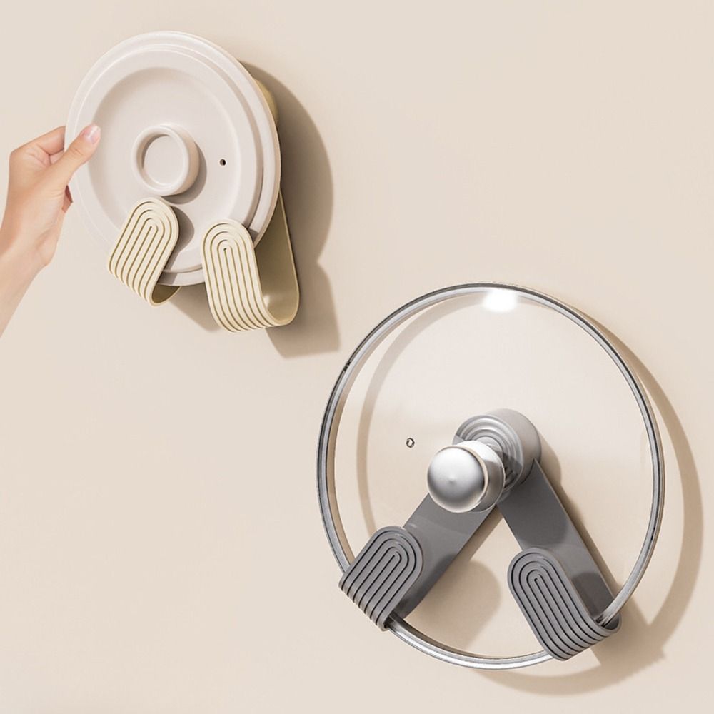 

2Pcs Wall-mounted Pot Cover Rack Punch-Free Cutting Board Shelf Suction Cup Pot Lid Holder for Home серый