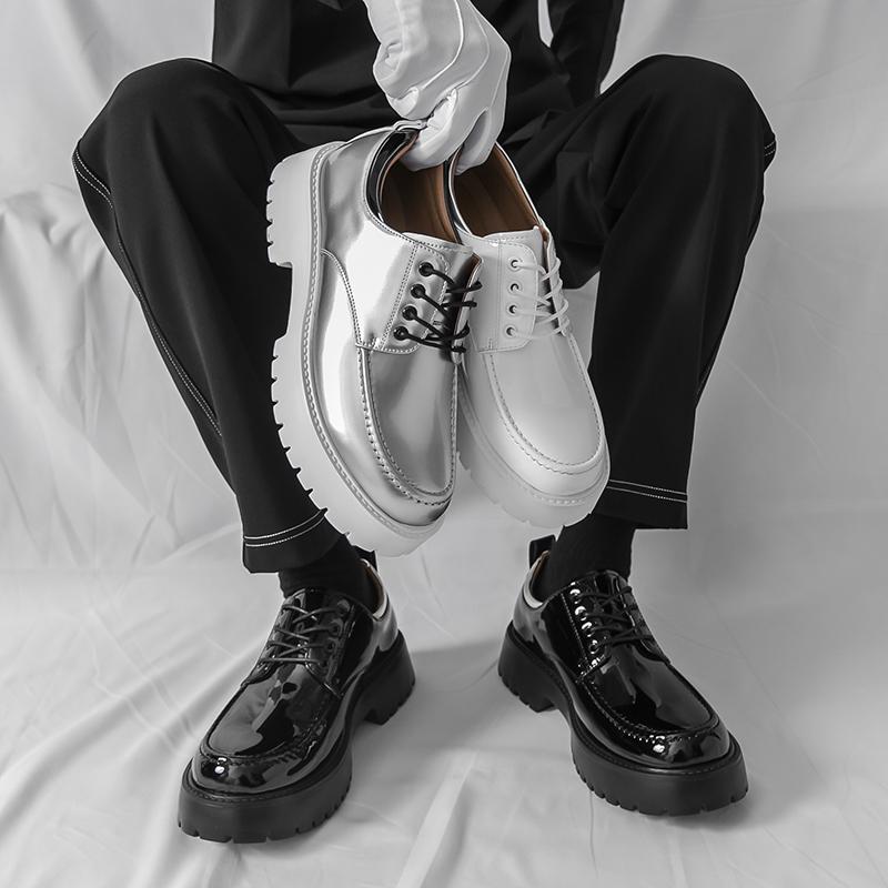 Fashion Lacquer Leather Men's Shoes Trendy Thick Bottom Comfortable Style Leisure Party Business Office Classic Plus Size Shoes