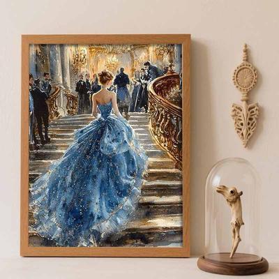 Kit Pittura Diamante Senza Cornice, Diamanti Rotondi Completi, Abito Blu Scintillante, Artigianato Decorazione Casa Stile Classico, Idea Regalo Perfetta