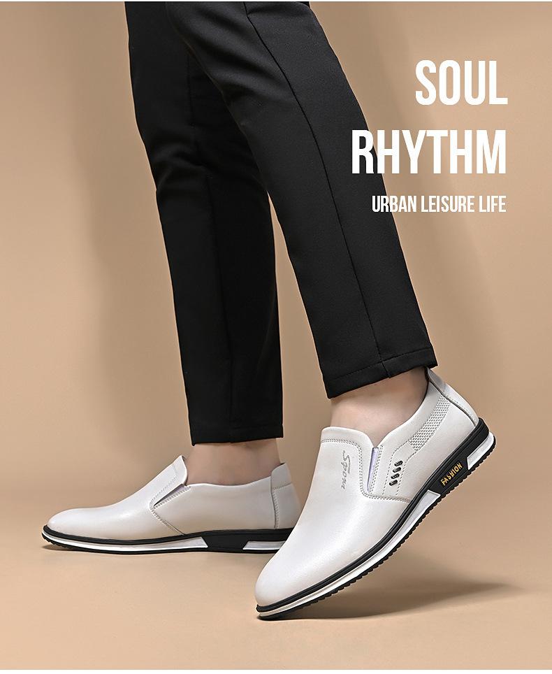 2025 Spring and Autumn Plus Size Men's British Leather Shoes Men's White Leather Shoes Set Foot Men's Shoes Leather Shoes Autumn