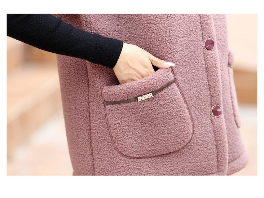 Autumn/Winter Women's Fleece Vest with Turn-Down Collar for Middle-Aged & Elderly