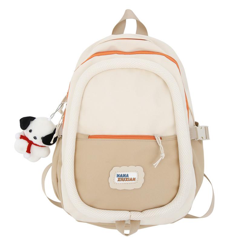 High-value sweet and cute color-matching backpack fashionable junior and high school large-capacity backpack student schoolbag female