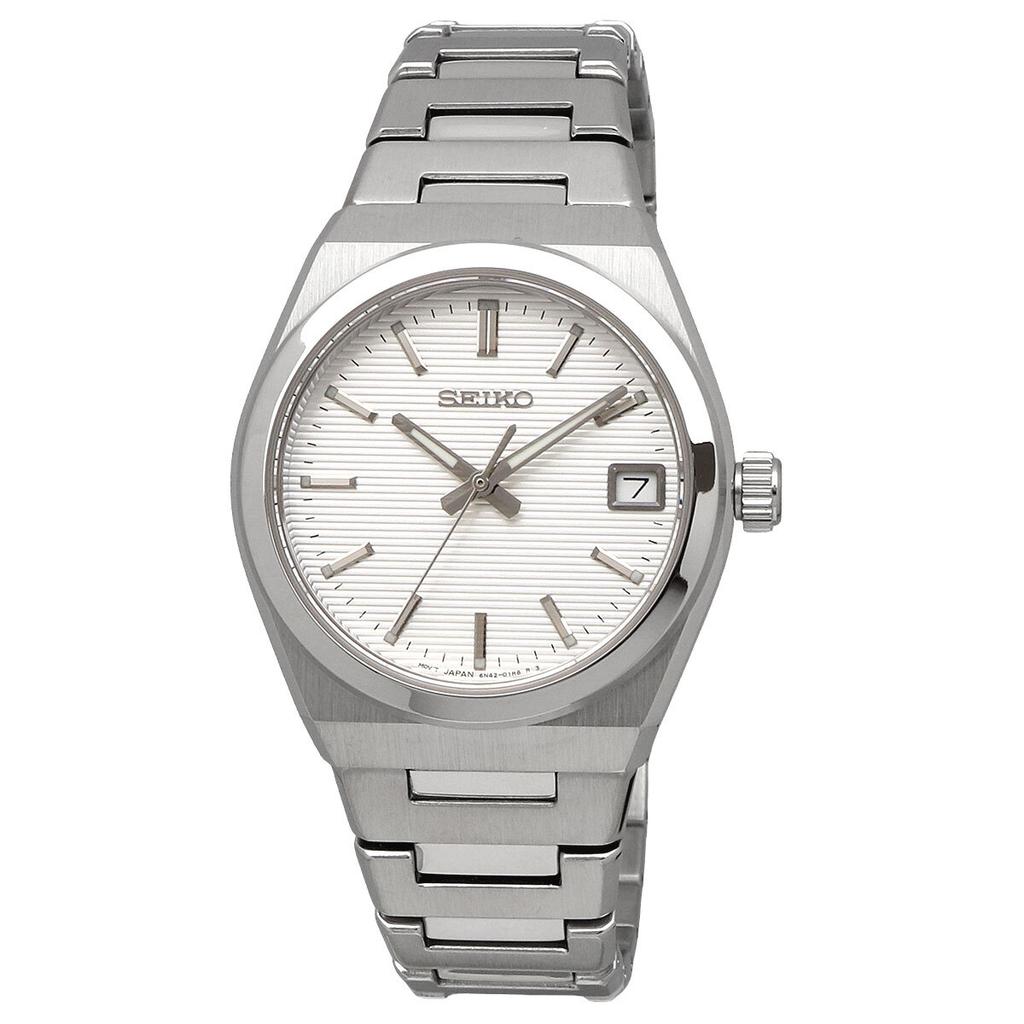 SEIKO Sapphire 100M Water Simple Overseas Model Watch, Quartz, Crystal, Resistant, Design, Women's, Silver, SUR573P1, [ D]