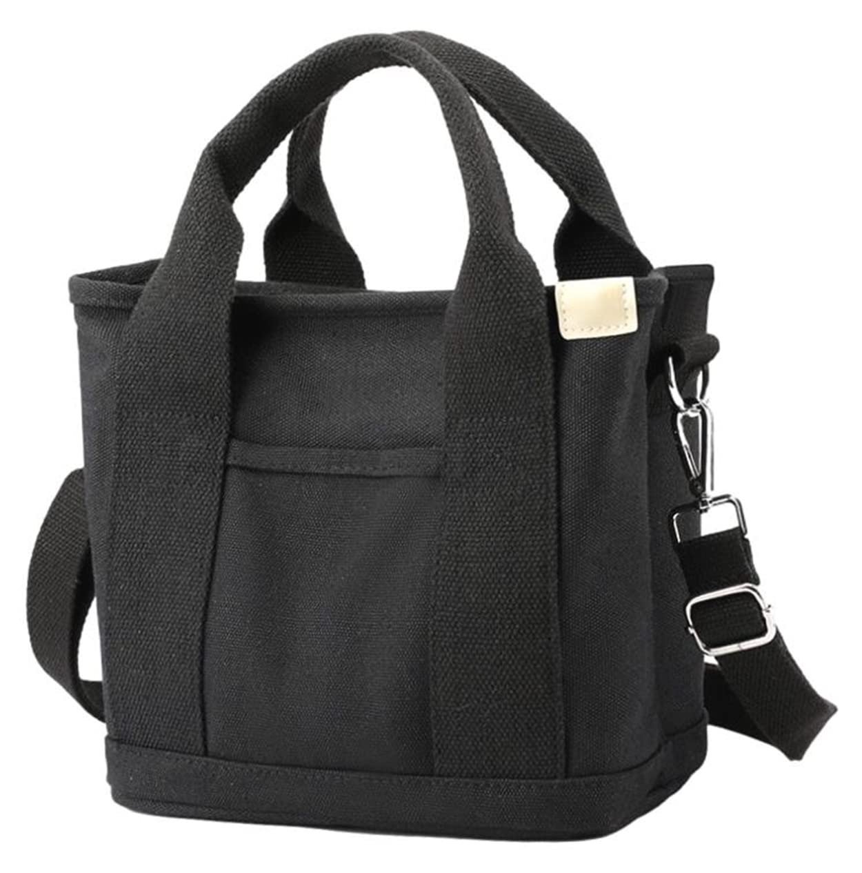

Aquamie Small Mini Tote Bag with Compartment and Zipper, Shoulder or Crossbody, Canvas, 2-Way (Black)