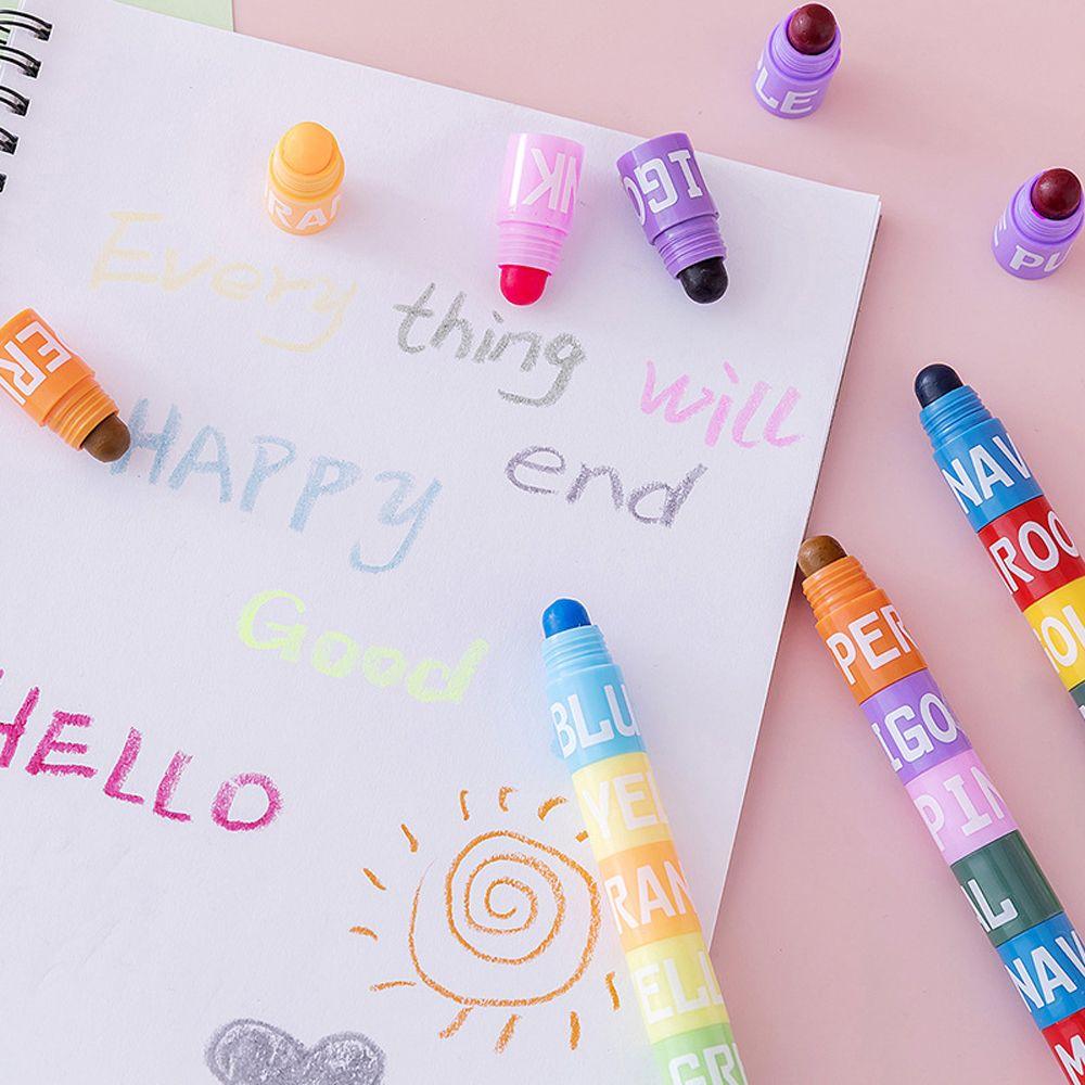 Stitching Student Crayon Color pen Highlighter Marker Pen Solid Fluorescent Pen Painting Pens